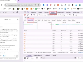 ChatGPT and Chrome DevTools screenshot