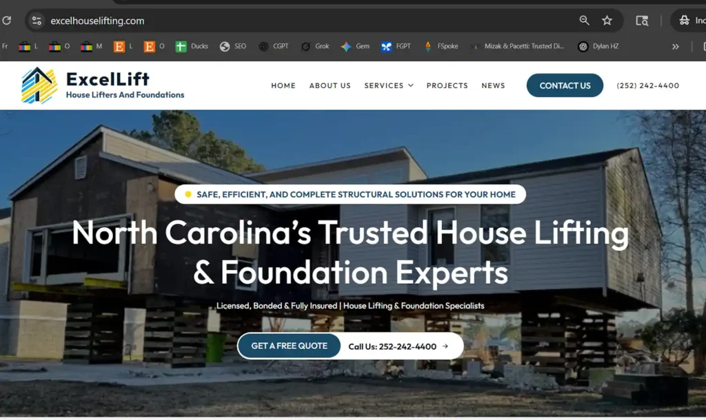 Screenshot of the new Norzer-built ExcelLift website