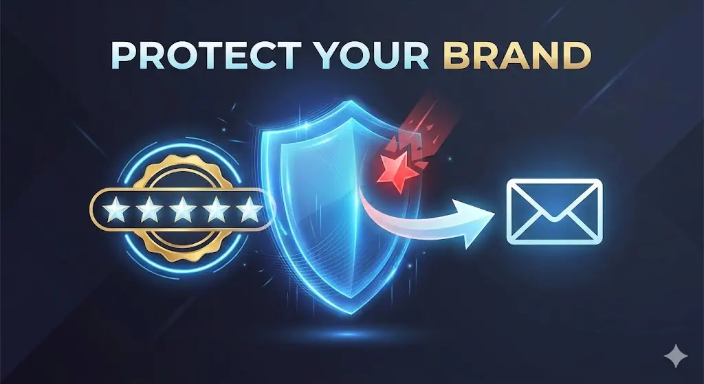 Illustration representing brand reputation protection through Google review management