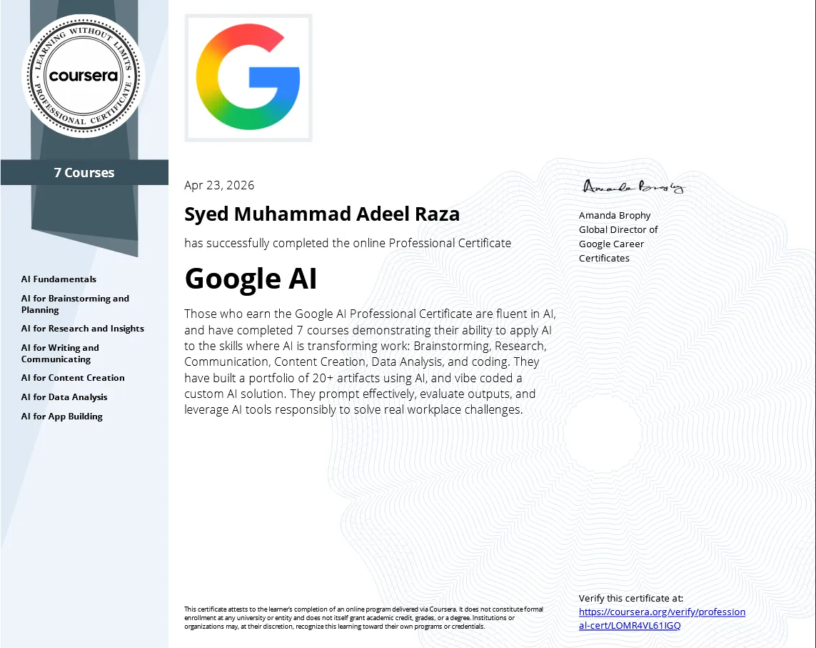 Tom Google AI Professional certification, Norzer team