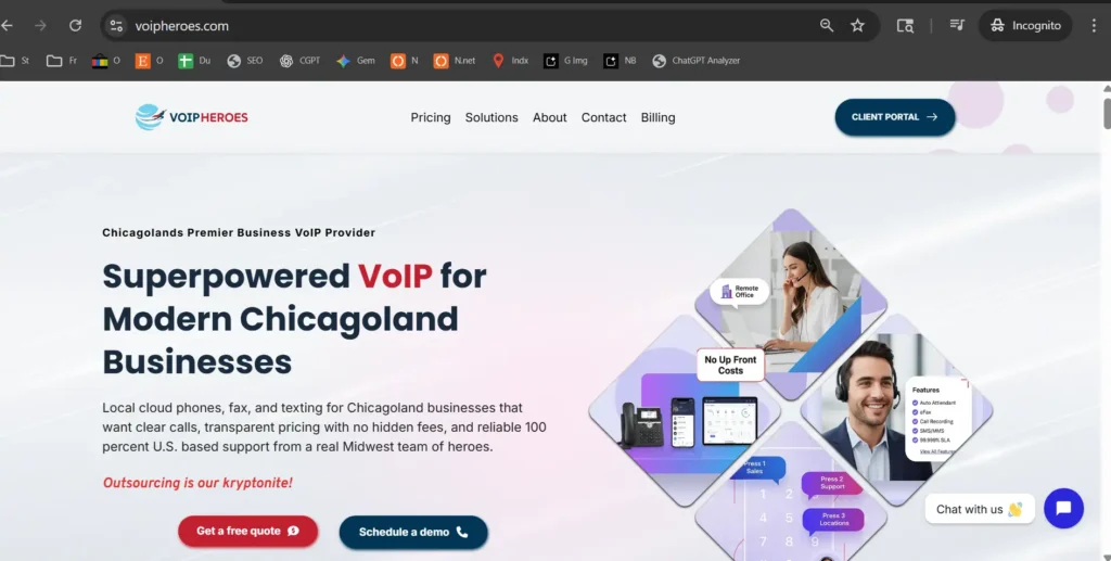 Screenshot of the new Norzer-built VoIP Heroes local business website