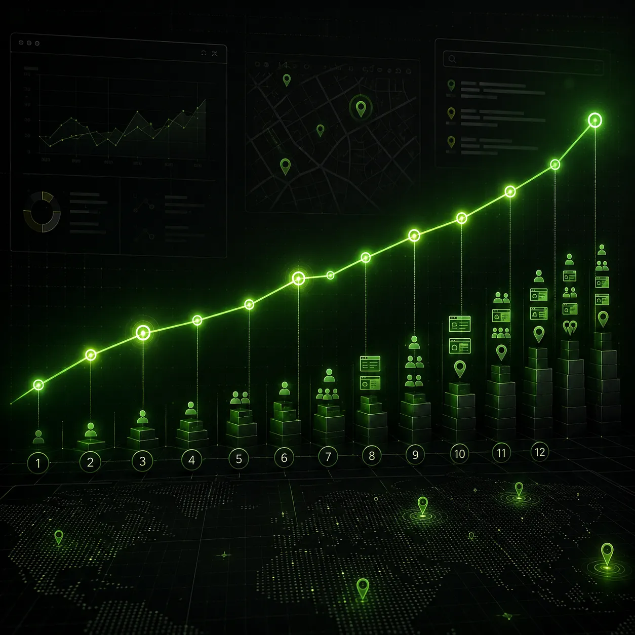 Local SEO traffic growth chart showing increased website visitors over time with Norzer
